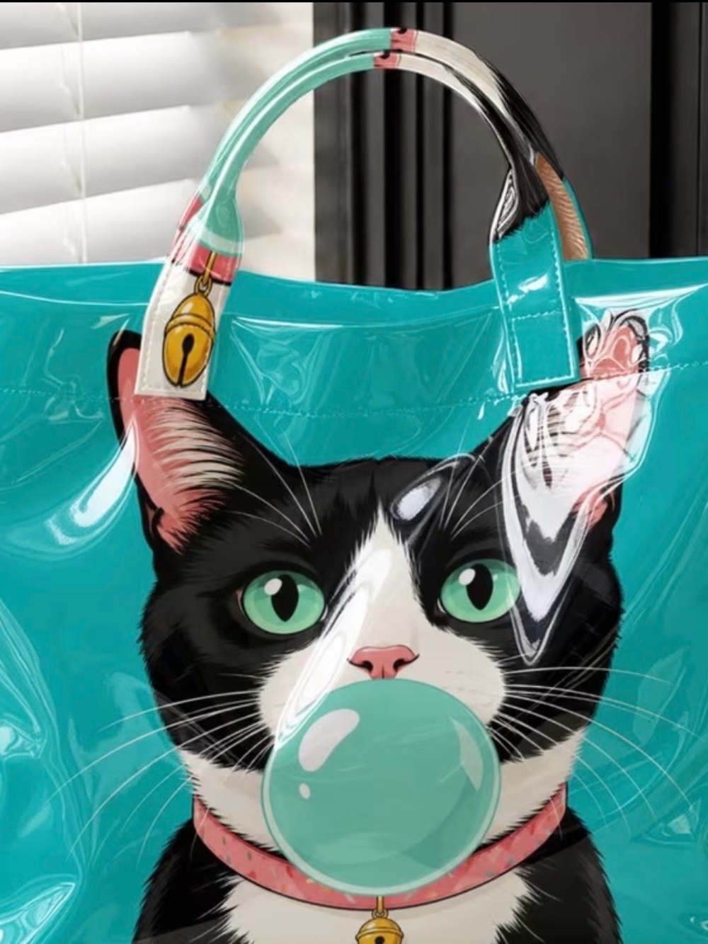“Tiffany” Bubblegum Cat PVC Tote ~by GECKO